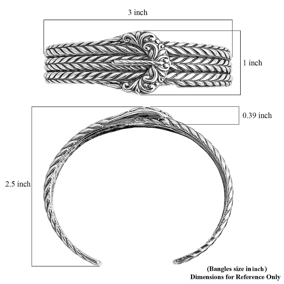 D'Joy Bali Legacy Padian Buckle Cuff Bracelet in Sterling Silver (7.25 In) 30.70 Grams image number 5