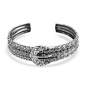 D'Joy Bali Legacy Borobudur Buckle Cuff Bracelet in Sterling Silver (7.25 In) 29.65 Grams