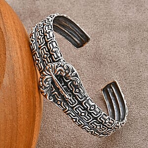 D'Joy Bali Legacy Borobudur Buckle Cuff Bracelet in Sterling Silver (7.25 In) 29.65 Grams