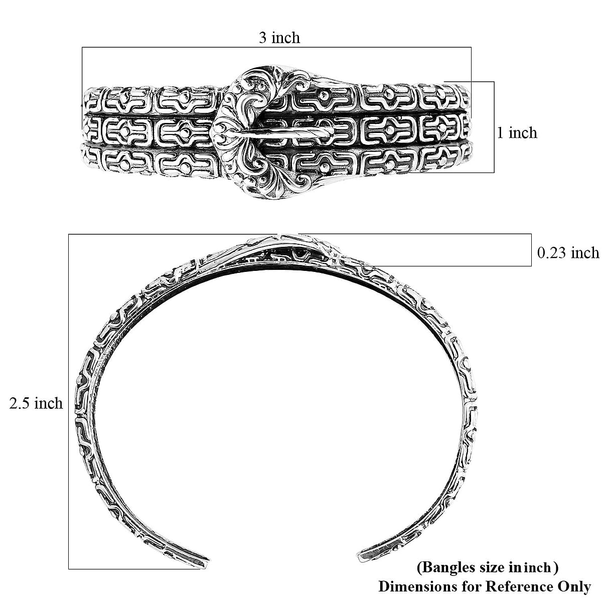 D'Joy Bali Legacy Borobudur Buckle Cuff Bracelet in Sterling Silver (7.25 In) 29.65 Grams image number 5
