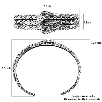 D'Joy Bali Legacy Borobudur Buckle Cuff Bracelet in Sterling Silver (7.25 In) 29.65 Grams
