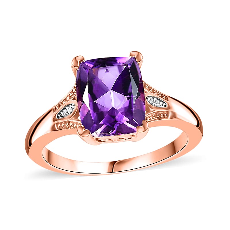 D'Joy Moroccan Rose and White Zircon 2.85 ctw Victorian Elegance Ring in 18K Vermeil Rose Gold Over Sterling Silver (Size 10.0)