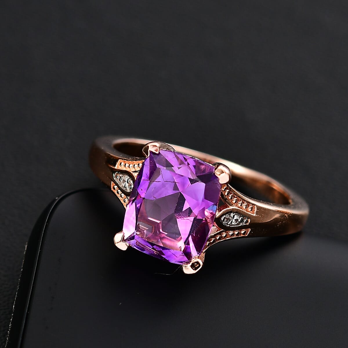 D'Joy Moroccan Rose and White Zircon 2.85 ctw Victorian Elegance Ring in 18K Vermeil Rose Gold Over Sterling Silver (Size 10.0) image number 1