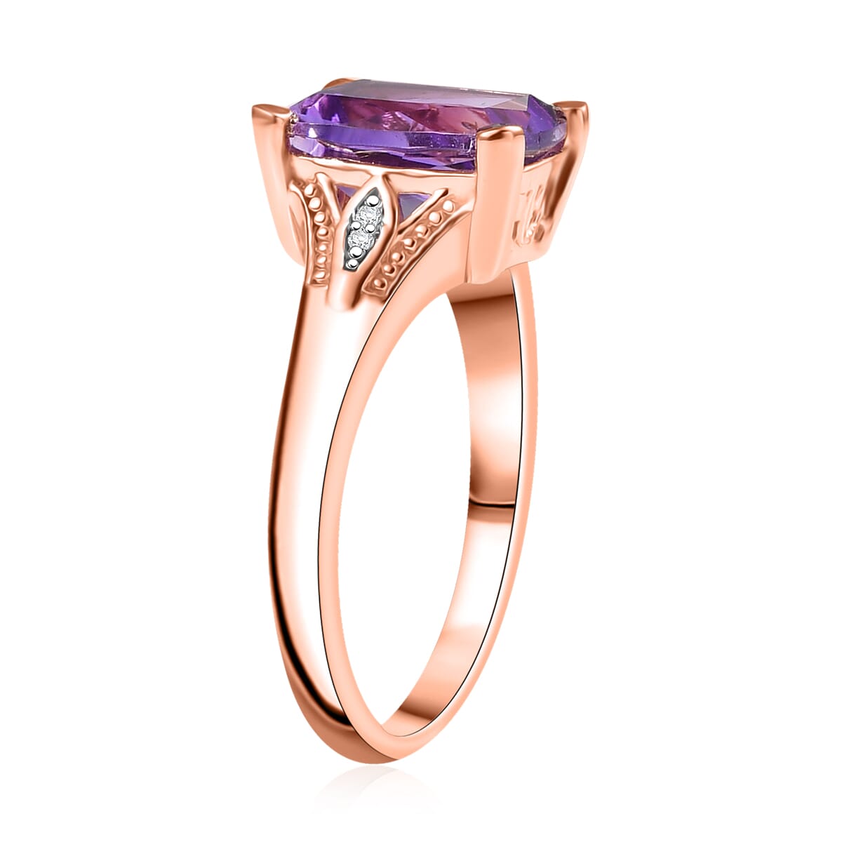 D'Joy Moroccan Rose and White Zircon 2.85 ctw Victorian Elegance Ring in 18K Vermeil Rose Gold Over Sterling Silver (Size 10.0) image number 3