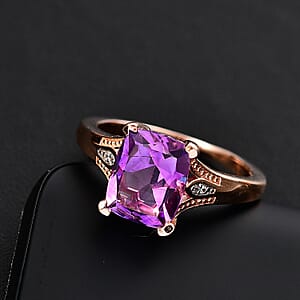 D'Joy Moroccan Rose and White Zircon 2.85 ctw Victorian Elegance Ring in 18K Vermeil Rose Gold Over Sterling Silver (Size 7.0)