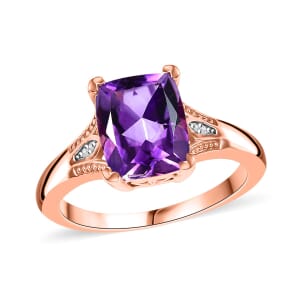 D'Joy Moroccan Rose and White Zircon 2.85 ctw Victorian Elegance Ring in 18K Vermeil Rose Gold Over Sterling Silver (Size 8.0)