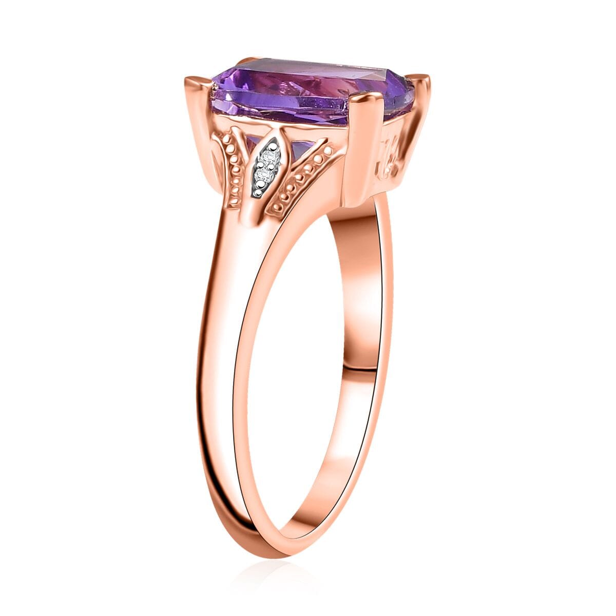 D'Joy Moroccan Rose and White Zircon 2.85 ctw Victorian Elegance Ring in 18K Vermeil Rose Gold Over Sterling Silver (Size 8.0) image number 3
