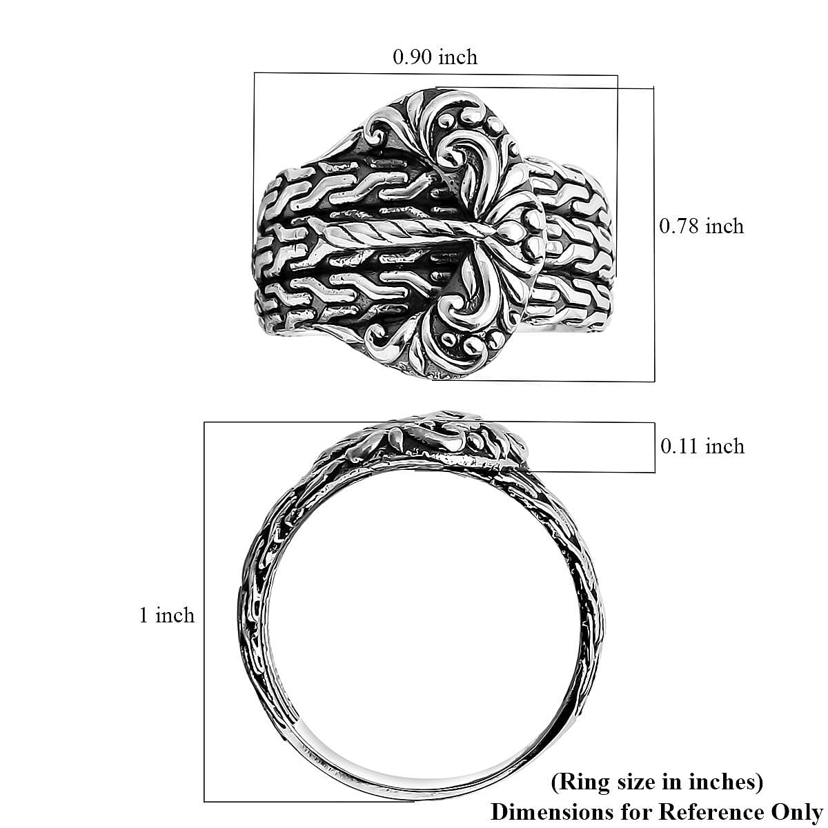 D'Joy Bali Legacy Tulang Naga Buckle Ring in Sterling Silver (Size 6.0) 6.50 Grams image number 5