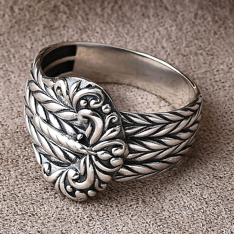 D'Joy Bali Legacy Padian Buckle Ring in Sterling Silver (Size 7.0)
