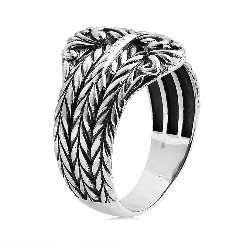 D'Joy Bali Legacy Padian Buckle Ring in Sterling Silver (Size 7.0)