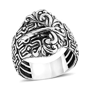 D'Joy Bali Legacy Borobudur Buckle Ring in Sterling Silver (Size 9.0)