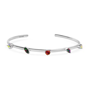 D'Joy Multi Mystic Topaz 3.20 ctw Cuff Bracelet in Platinum Over Sterling Silver (7.25 In)