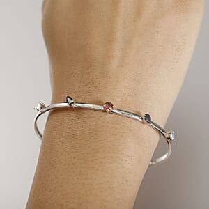 D'Joy Multi Mystic Topaz 3.20 ctw Cuff Bracelet in Platinum Over Sterling Silver (7.25 In)