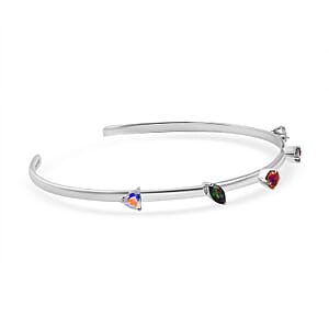 D'Joy Multi Mystic Topaz 3.20 ctw Cuff Bracelet in Platinum Over Sterling Silver (7.25 In)