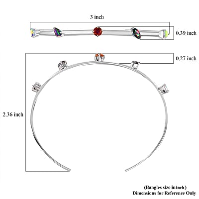 D'Joy Multi Mystic Topaz 3.20 ctw Cuff Bracelet in Platinum Over Sterling Silver (7.25 In)