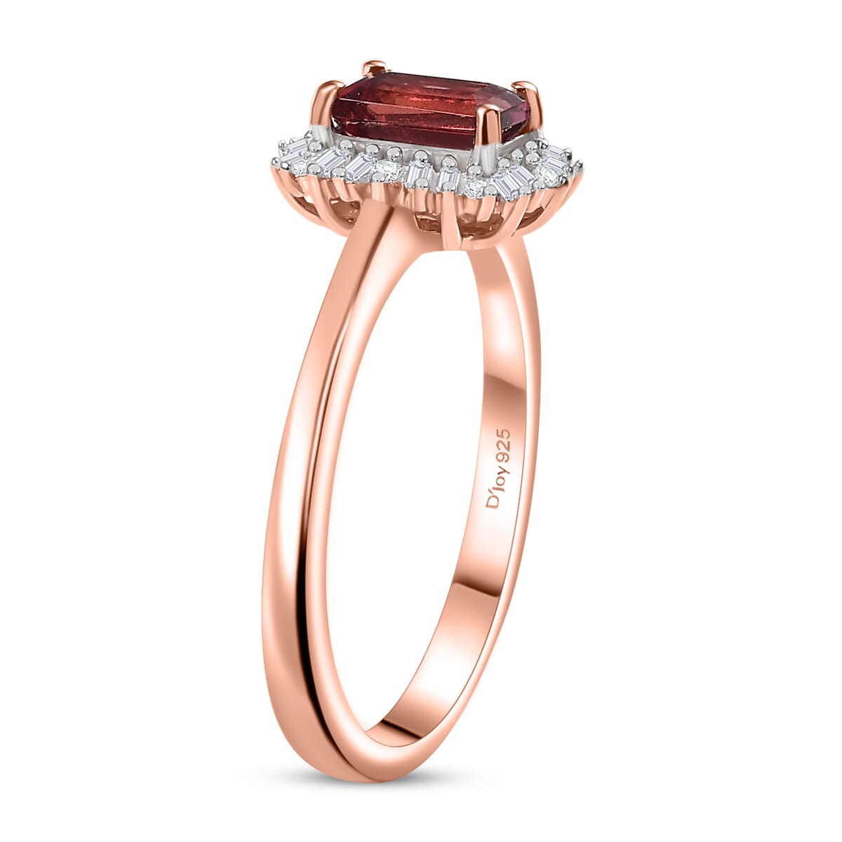 Luxuriant Bixbite (LG) and Diamond 0.65 ctw Blossom Halo Ring in 18K Vermeil Rose Gold Over Sterling Silver (Size 7.0) image number 3