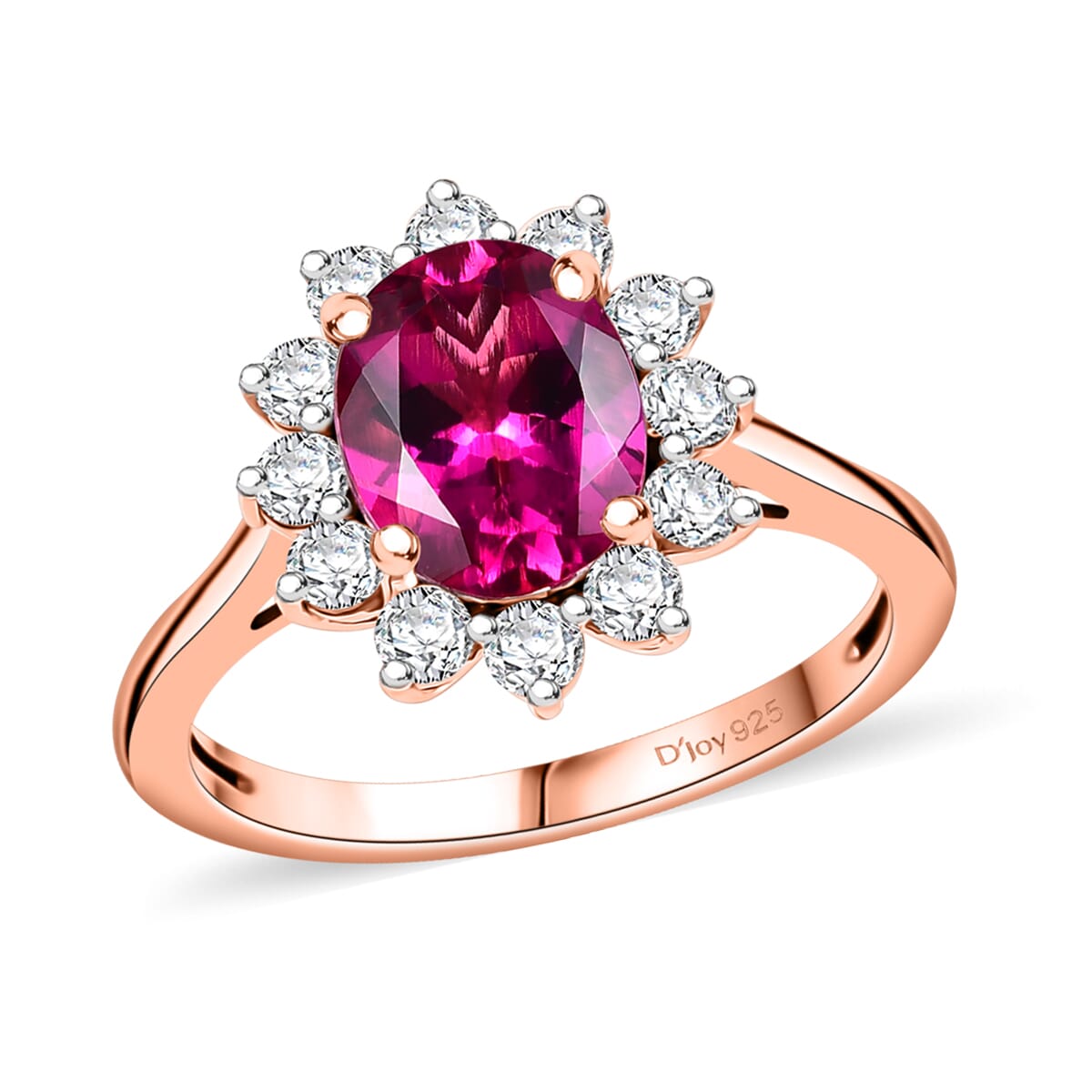Premium Lab Grown Bixbite, White Zircon Sunburst Ring in 18K Vermeil RG Over Sterling Silver (Size 10.0) 2.70 ctw image number 0