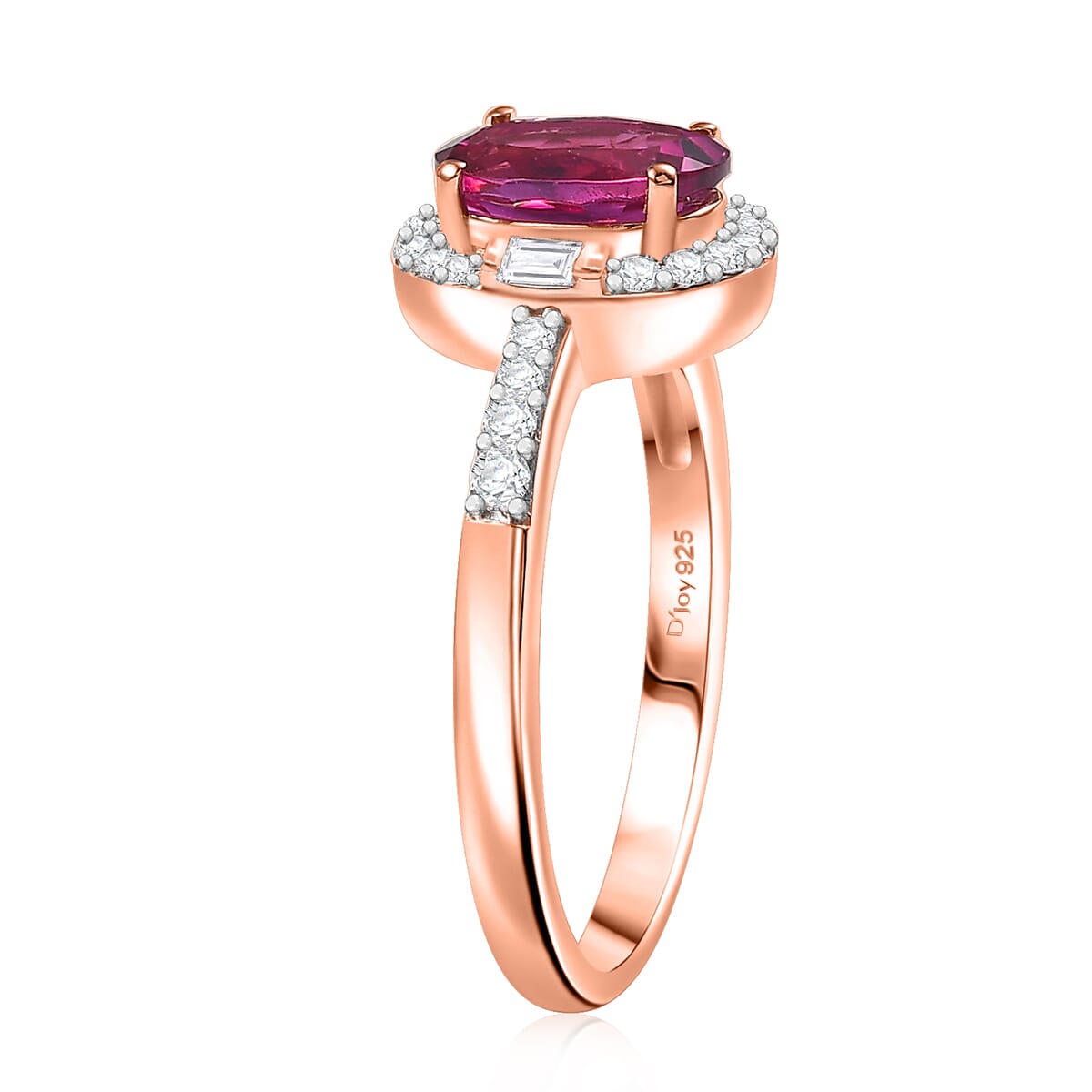 Luxuriant Lab Grown Premium Bixbite and White Zircon 1.50 ctw Ring in 18K Vermeil Rose Gold Over Sterling Silver (Size 10.0) image number 3