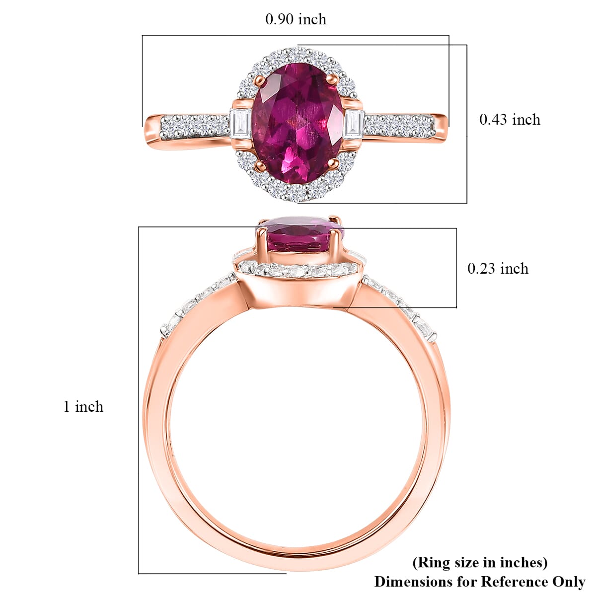 Luxuriant Lab Grown Premium Bixbite and White Zircon 1.50 ctw Ring in 18K Vermeil Rose Gold Over Sterling Silver (Size 10.0) image number 5