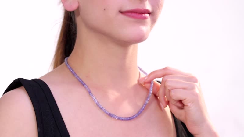 Tanzanite 85.00 ctw Necklace in Rhodium Over Sterling Silver 18 Inches