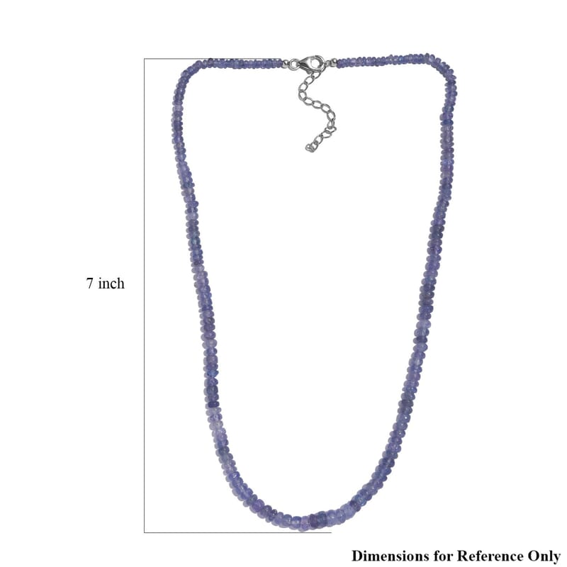 Tanzanite 85.00 ctw Necklace in Rhodium Over Sterling Silver 18 Inches