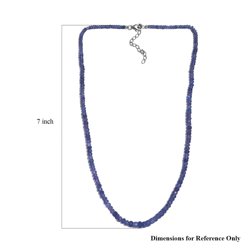 Tanzanite 75.00 ctw Necklace in Rhodium Over Sterling Silver 18 Inches