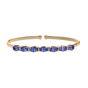 Luxoro Premium Tanzanite 4.50 ctw Bangle Bracelet in 10K Yellow Gold (7.25 In)