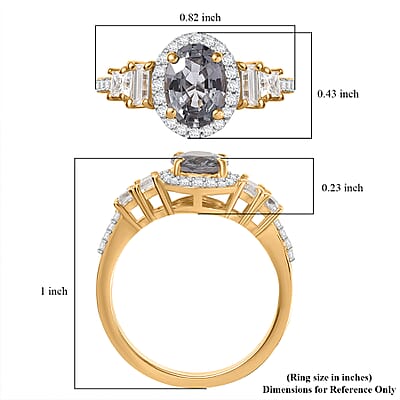 D'Joy AAA Platinum Spinel and Moissanite 2.25 ctw Halo Ring in 18K Vermeil Yellow Gold Over Sterling Silver (Size 10.0) 