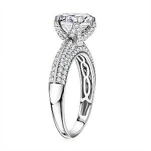 Moissanite 5.60 ctw Crown Ring in 10K White Gold (Size 10.0)