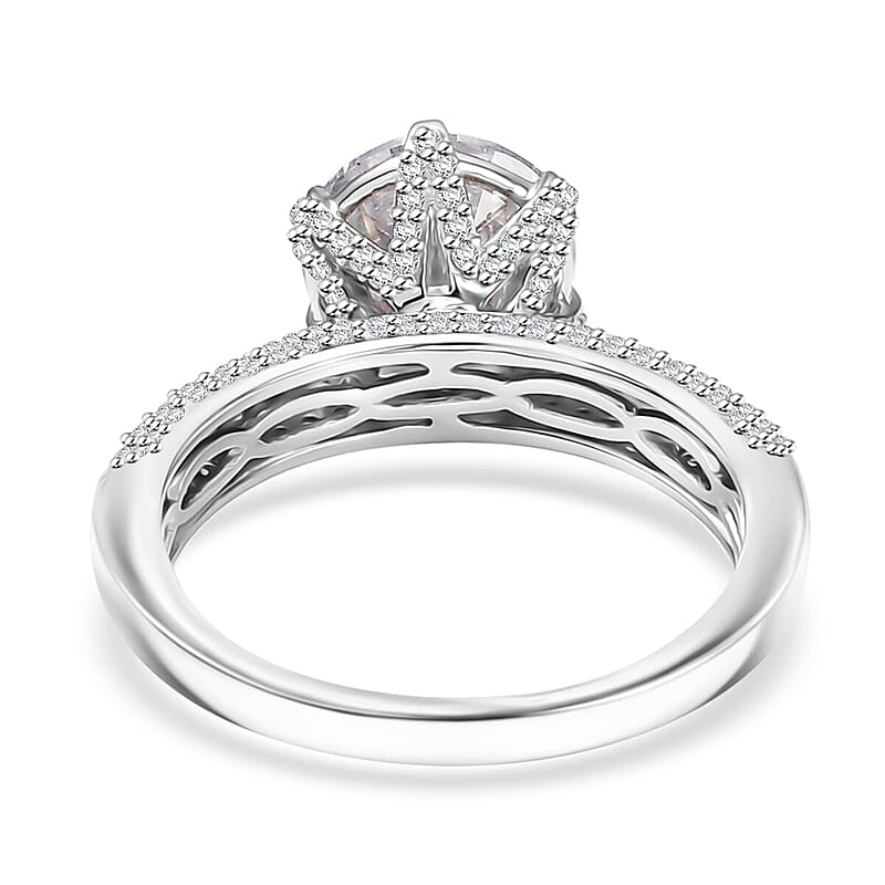 Luxoro 10K White Gold Moissanite (Rnd 10mm) Crown Ring (Size 10.5) 5.60 ctw