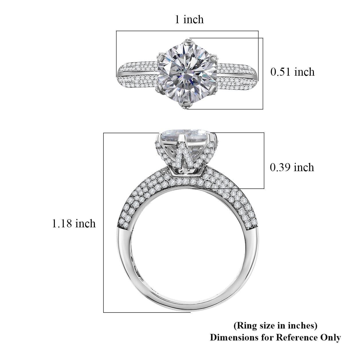 Luxoro 10K White Gold Moissanite (Rnd 10mm) Crown Ring (Size 10.5) 5.60 ctw image number 5