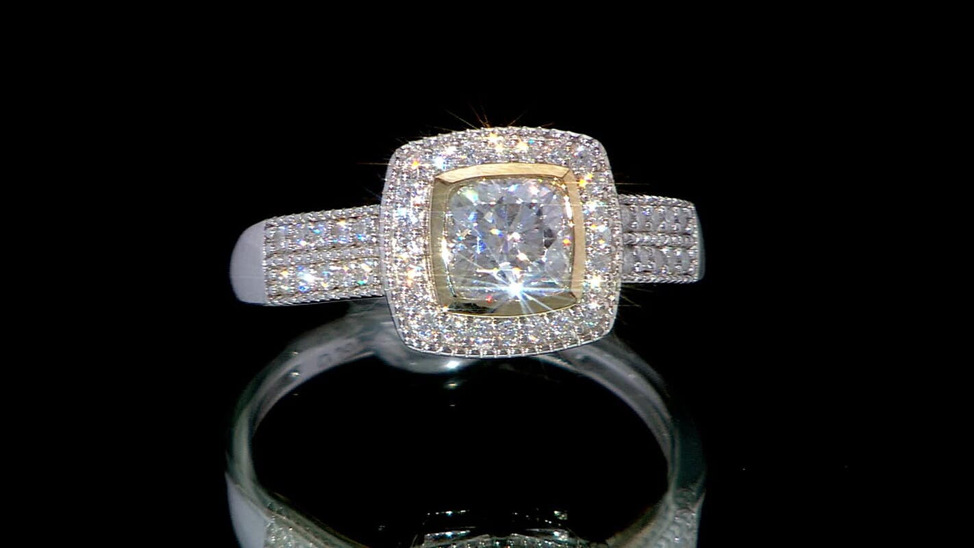 Moissanite 5.60 ctw Crown Ring in 10K White Gold (Size 10.0)
