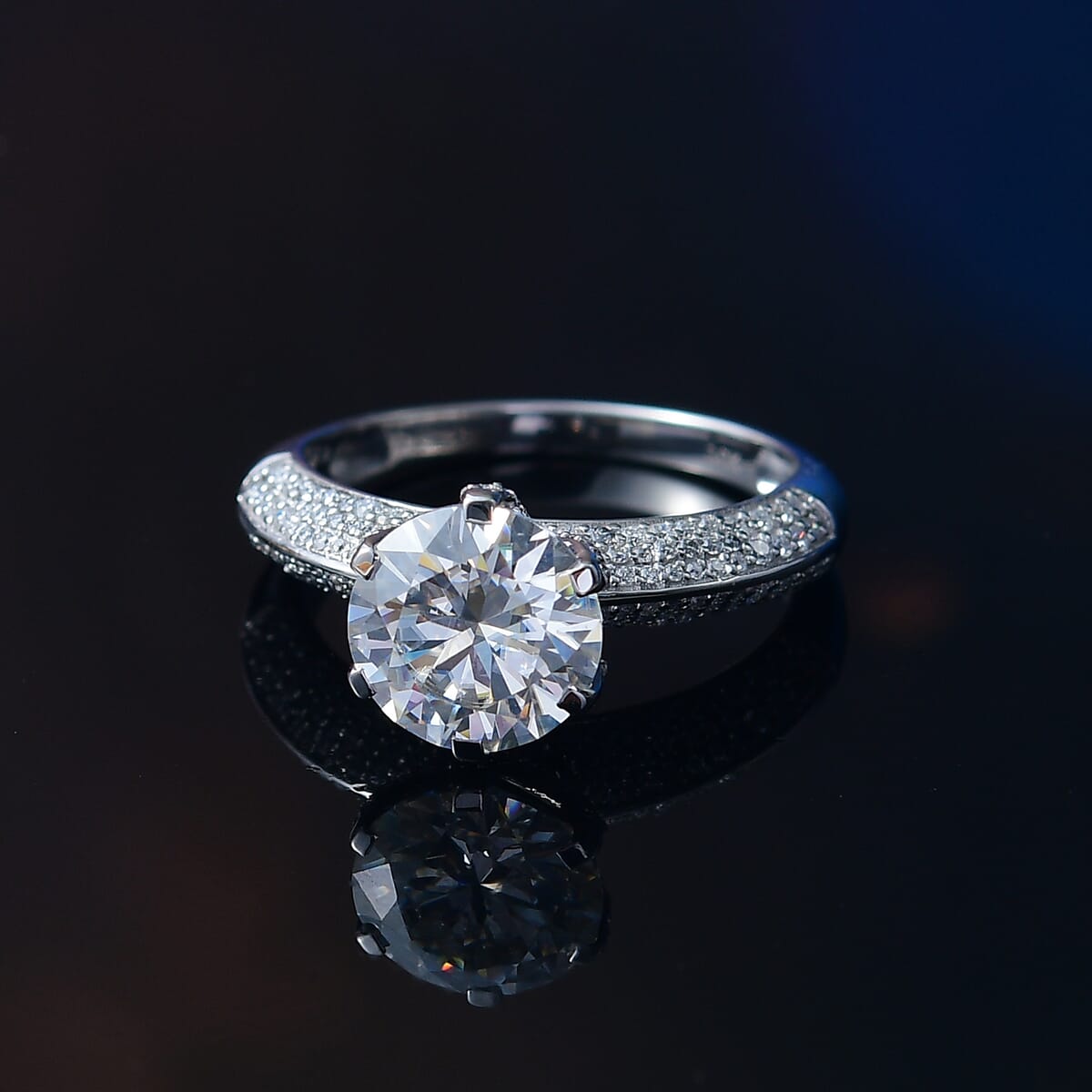 Moissanite 5.60 ctw Crown Ring in 10K White Gold (Size 7.0) image number 1