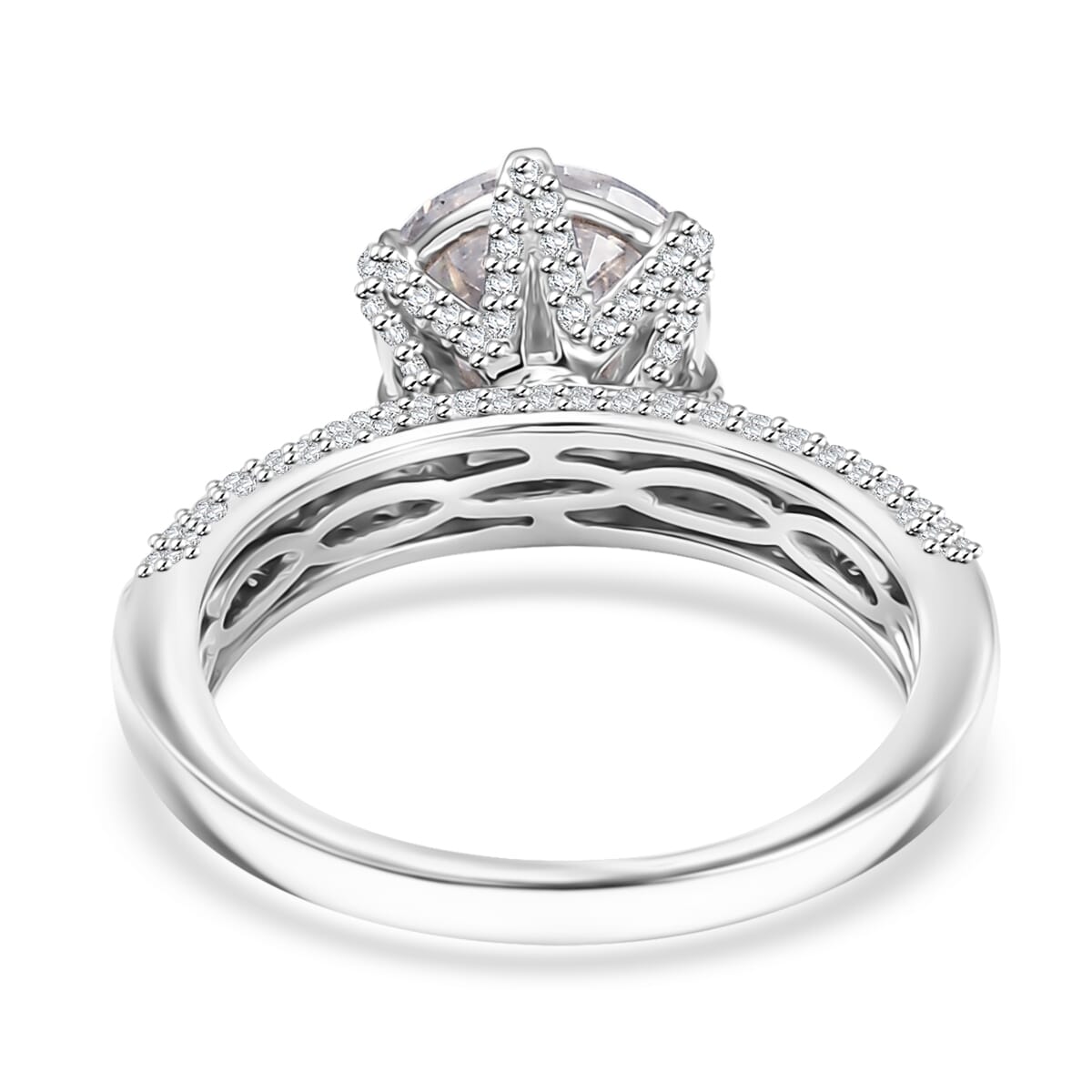 Moissanite 5.60 ctw Crown Ring in 10K White Gold (Size 7.0) image number 4