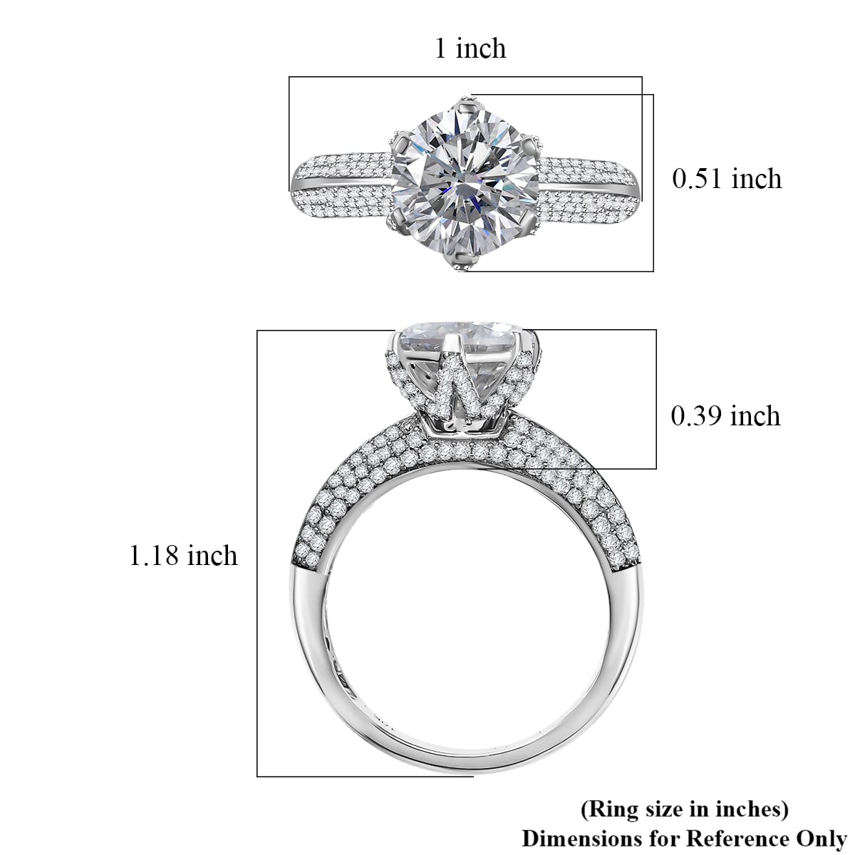 Moissanite 5.60 ctw Crown Ring in 10K White Gold (Size 7.0) image number 5