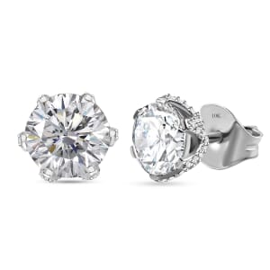 Moissanite 5.10 ctw Crown Earrings in 10K White Gold