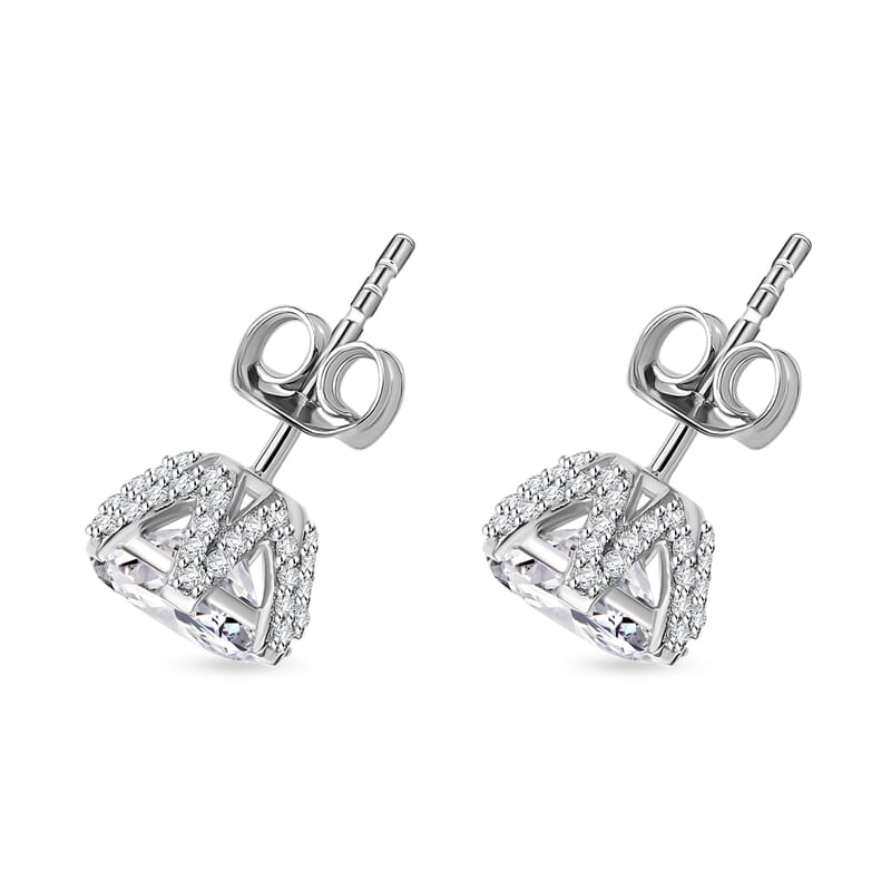Moissanite 5.10 ctw Crown Earrings in 10K White Gold