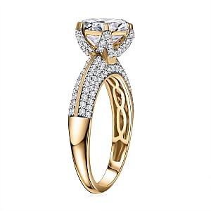 10K Yellow Gold Moissanite (Rnd 10mm) Crown Ring (Size 11.0) 5.65 ctw