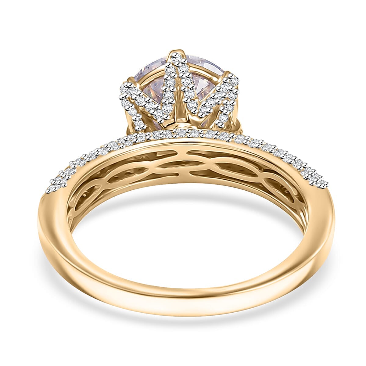 10K Yellow Gold Moissanite (Rnd 10mm) Crown Ring (Size 12.0) 5.65 ctw image number 4