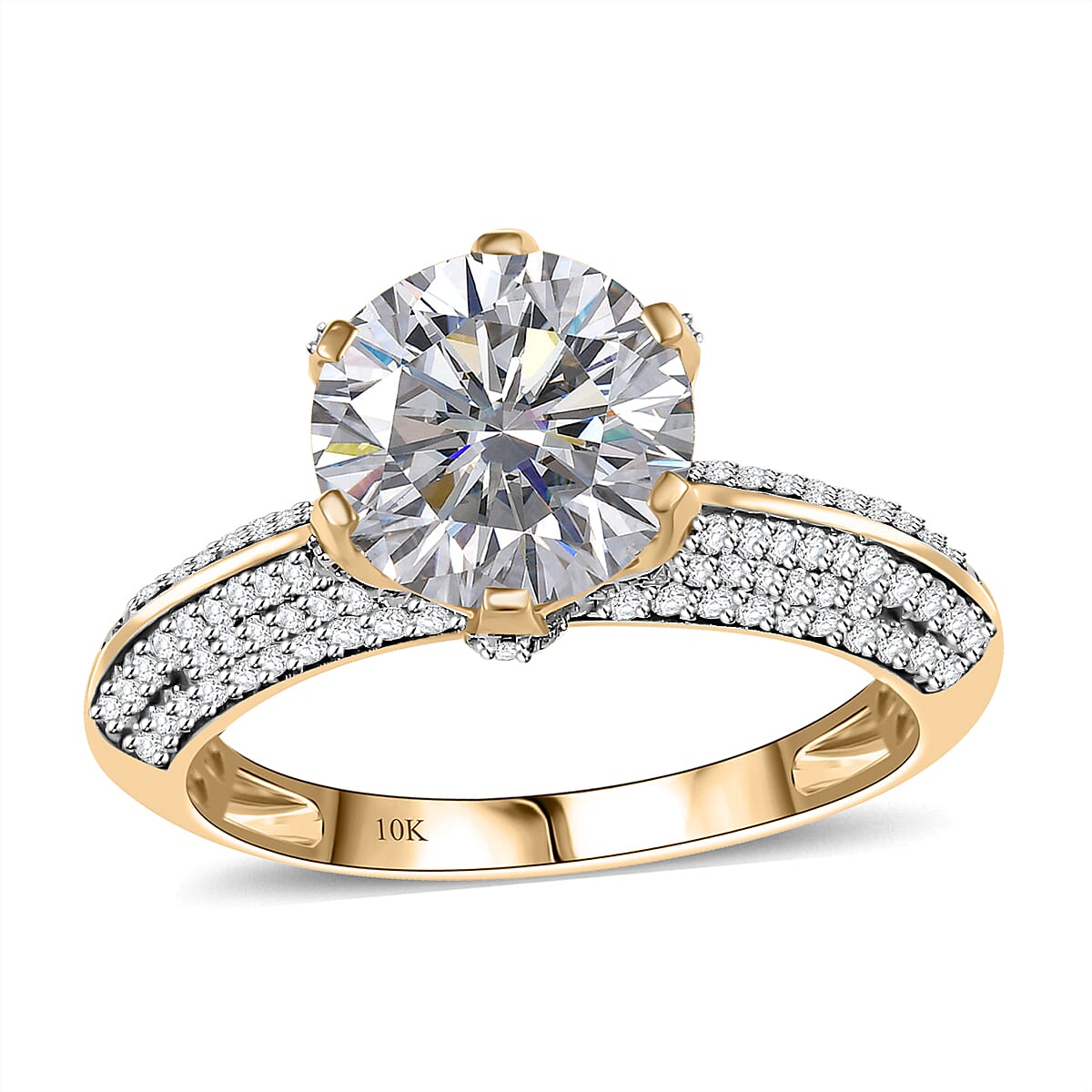 Moissanite 5.65 ctw Crown Ring in 10K Yellow Gold (Size 6.0) image number 0