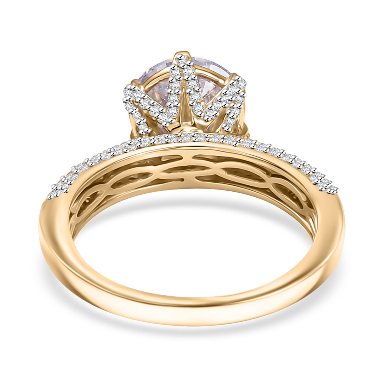 Moissanite 5.65 ctw Crown Ring in 10K Yellow Gold (Size 9.0) image number 4