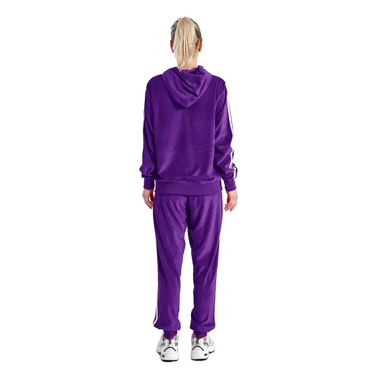 Hanton Purple Velvet Striped 2 Piece Hoodie and Jogger Set - XL image number 1