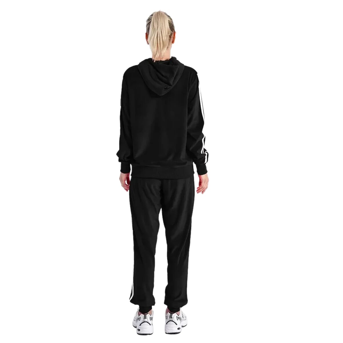 Hanton Black Velvet Striped 2 Piece Hoodie and Jogger Set - 3XL image number 1