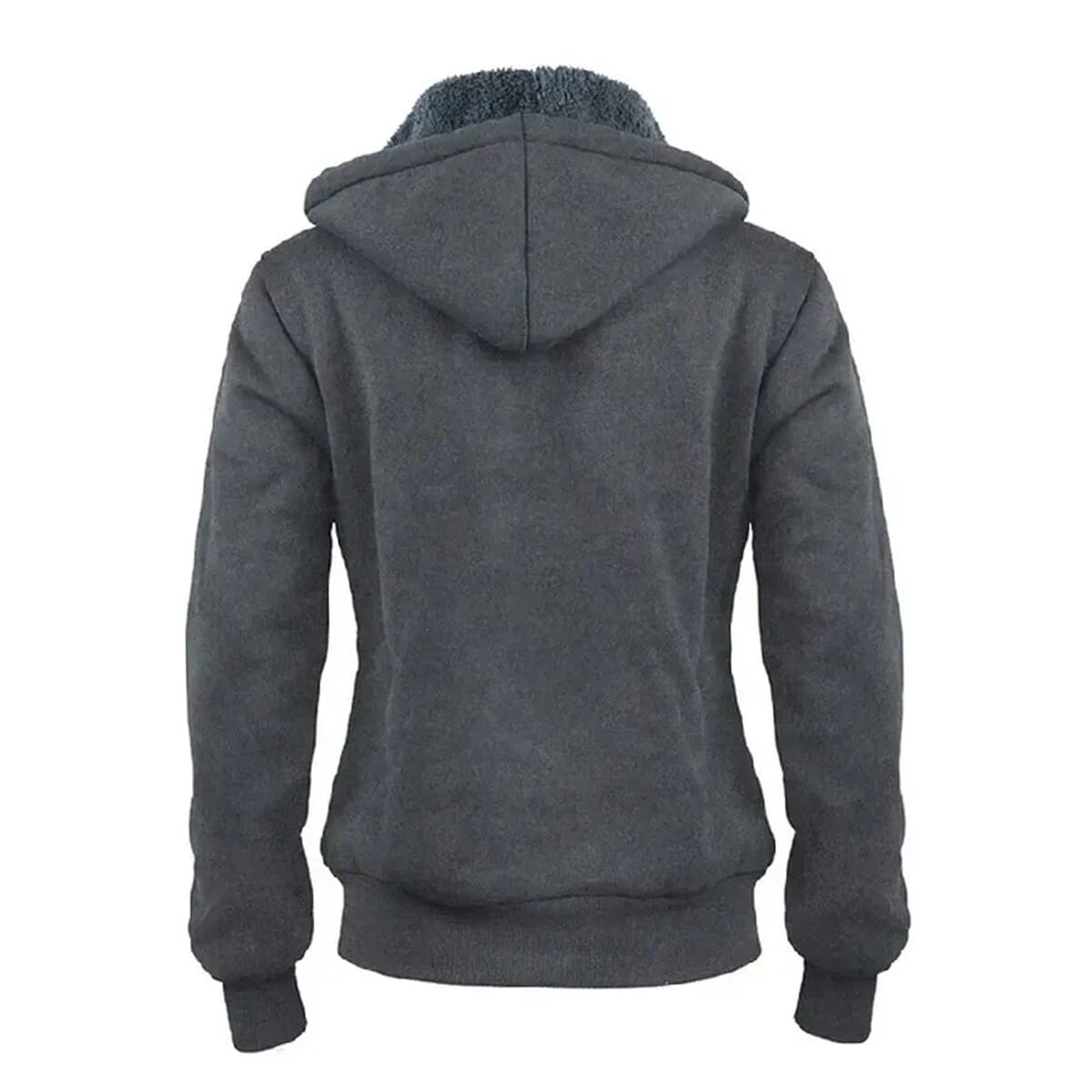 Hanton Dark Grey Sherpa Lined Zip Front Hoodie - M image number 1