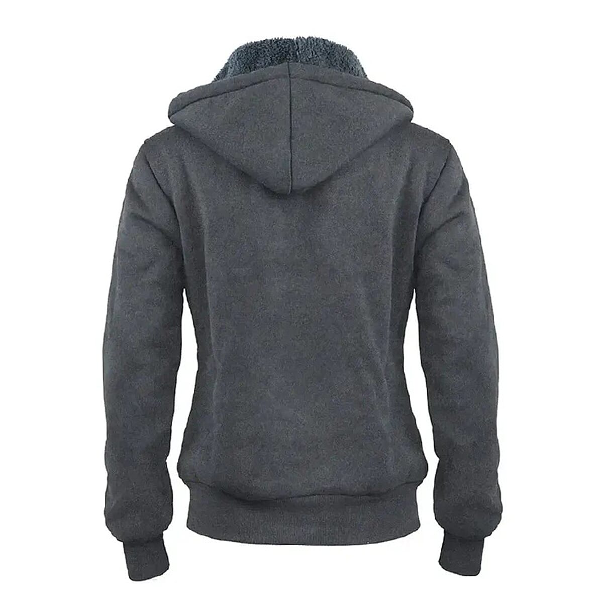 Hanton Dark Grey Sherpa Lined Zip Front Hoodie - L image number 1