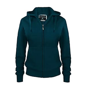 Hanton Teal Sherpa Lined Zip Front Hoodie - L