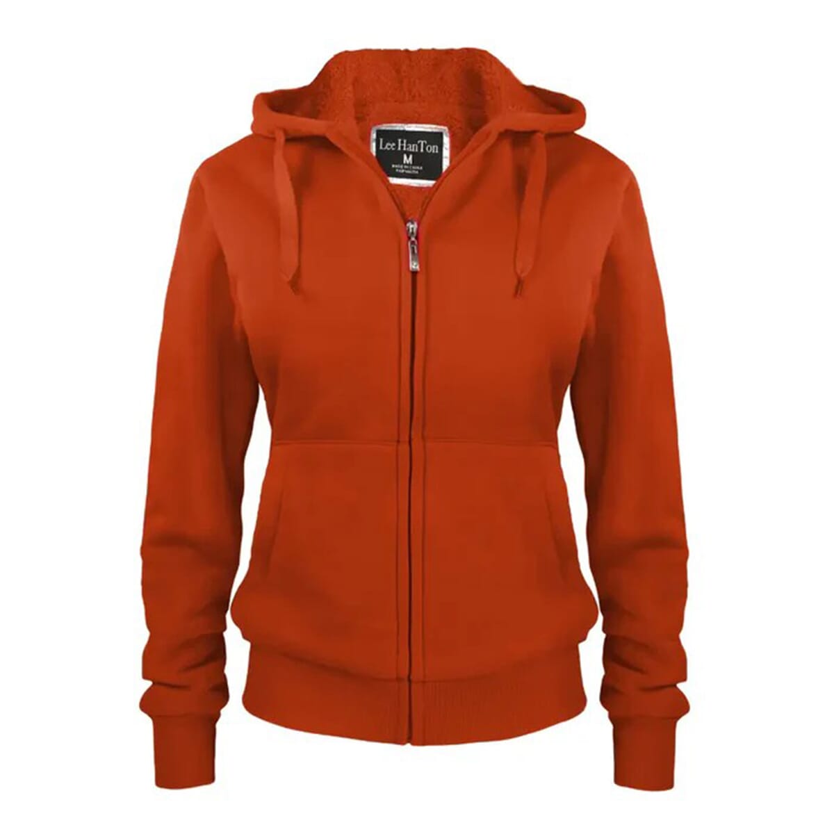 Hanton Rust Sherpa Lined Zip Front Hoodie - L image number 0