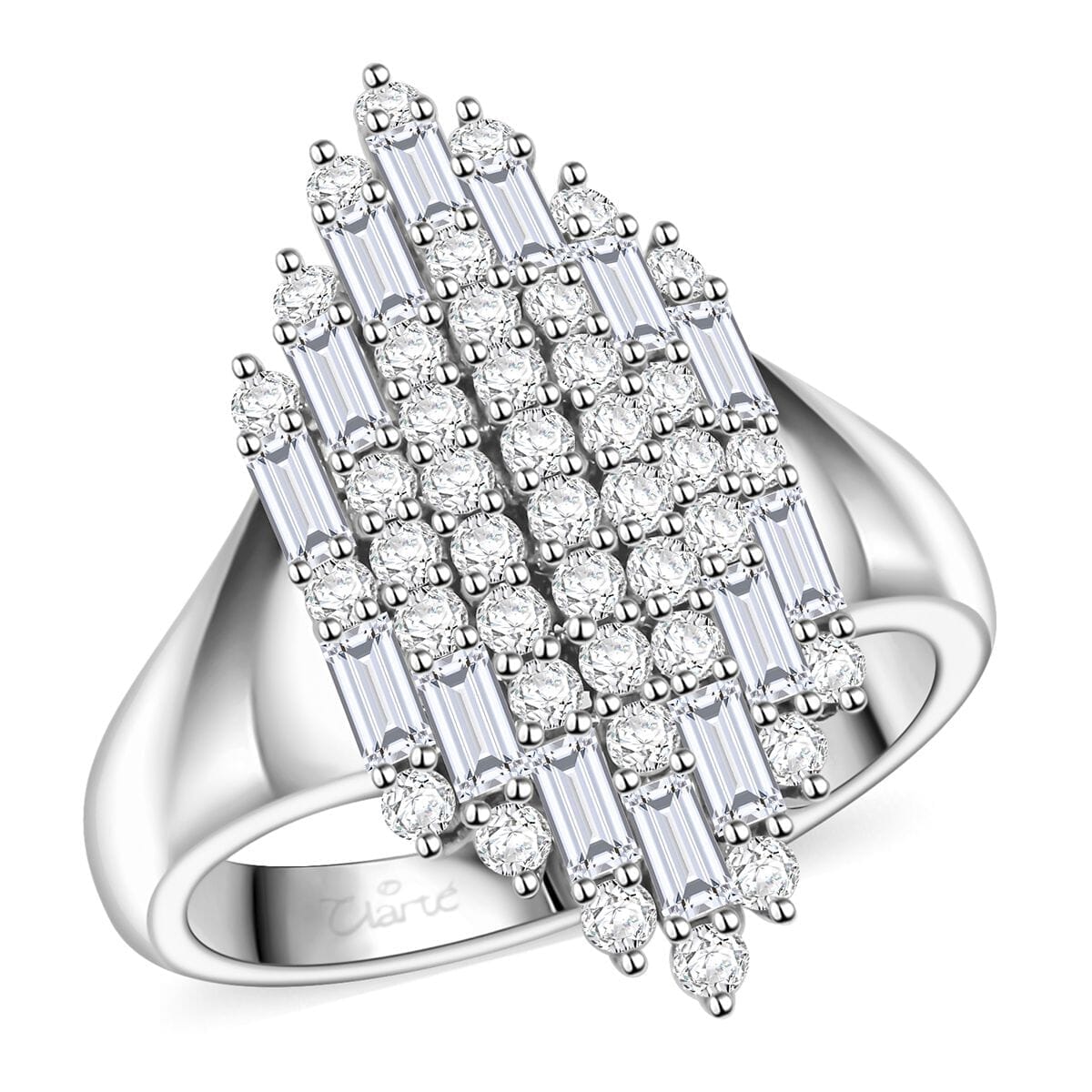 Clarte Ballerina Collection Moissanite Ring in Sterling Silver (Size 6.0) 1.35 ctw image number 0