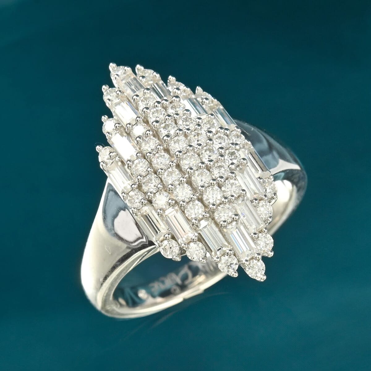 Clarte Ballerina Collection Moissanite Ring in Sterling Silver (Size 6.0) 1.35 ctw image number 1