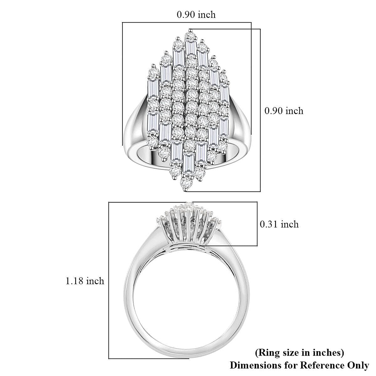 Clarte Ballerina Collection Moissanite 1.35 ctw Ring in Sterling Silver (Size 6.0) image number 5
